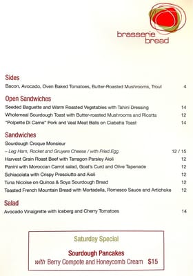 Menu photo 4 Brasserie Bread South Melbourne, VIC Menu photo 4 Brasserie Bread South Melbourne, VIC