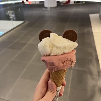 Venchi - lemon and strawberry stracciatella ! shoutout to frankie who made it look like a panda - Gelato Near Me - Santa Clara, California
