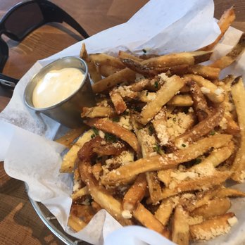 Zinburger - Parmesan Fries we had them add fresh garlic( $)- YUM! - Burgers Near Me - Gilbert, Arizona Zinburger - Parmesan Fries we had them add fresh garlic( $)- YUM! - Burgers Near Me - Gilbert, Arizona