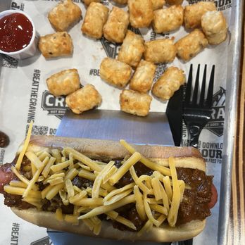 Crave Hot Dogs & BBQ - Chili dog and tots - Barbeque Near Me - Mansfield, Texas Crave Hot Dogs & BBQ - Chili dog and tots - Barbeque Near Me - Mansfield, Texas