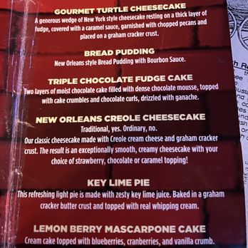 Buster's Place - Dessert Menu - Seafood Near Me - Covington, Louisiana