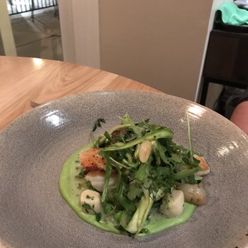 Rootstalk - Alaskan halibut with potato gnocchi on pea purée. The portion was a very good size, plated beautifully. - New American Near Me - Breckenridge, Colorado Rootstalk - Alaskan halibut with potato gnocchi on pea purée. The portion was a very good size, plated beautifully. - New American Near Me - Breckenridge, Colorado