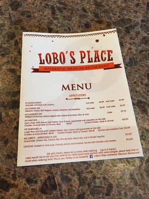 Menu photo 8 Lobo's Place Mexican Grafton, WI Menu photo 8 Lobo's Place Mexican Grafton, WI
