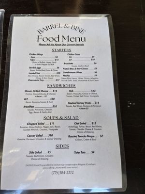 Menu photo 2 Barrel & Bine Reno, NV