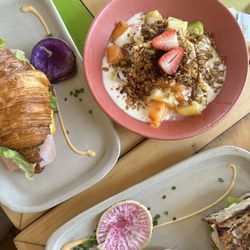 Dulce Romero - ham croissant, Brie sandwich, yogurt bowl