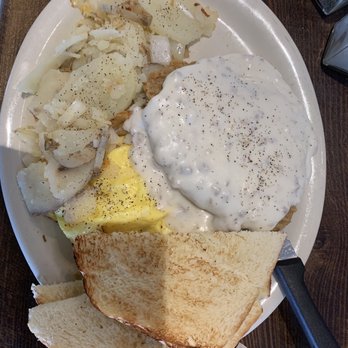 Orange Blossoms - Jax - Country Fried steak platter with eggs, potatoes and toast - New American Near Me - Jacksonville, Florida