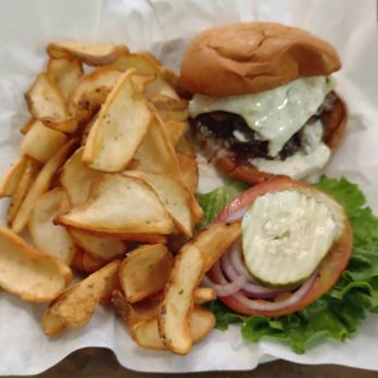 Key & Cleaver - Swiss Mushroom burger with fries - Burgers Near Me - San Diego, California Key & Cleaver - Swiss Mushroom burger with fries - Burgers Near Me - San Diego, California