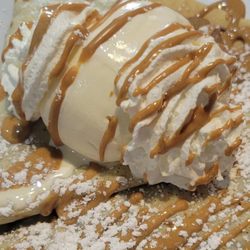 The Creperie - Apple and Cinnamon Crepe w/ Icecream and Peanut Butter