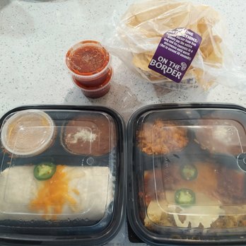On The Border Mexican Grill & Cantina - Classic Burrito (L); Pick 2 Combo (R); Complimentary Tortilla Chips (T) - Mexican Near Me - Paramus, New Jersey