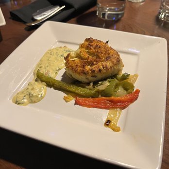 Catch 35 Naperville - Maryland Style Crab cake with peppers and onions and remoulade sauce - Seafood Near Me - Naperville, Illinois