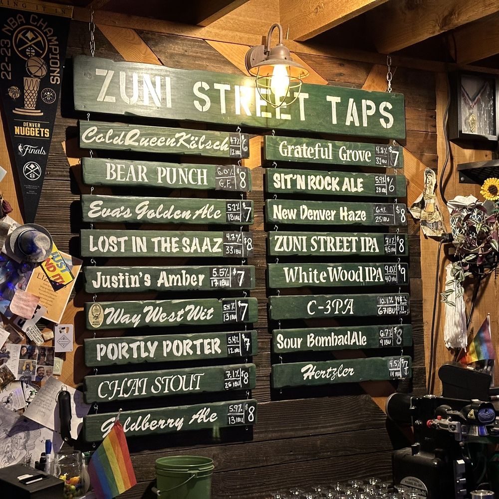 Zuni Street Brewing - menus on the wall - Breweries Near Me - Denver, Colorado Zuni Street Brewing - menus on the wall - Breweries Near Me - Denver, Colorado