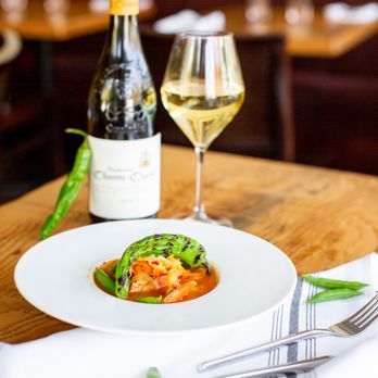 Thyme - a plate of food and a glass of wine - Gastropubs Near Me - Palo Alto, California