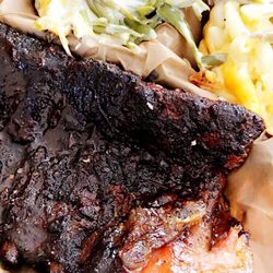 Baby Back Ribs with Green Bean Casserole and Mac n Cheese