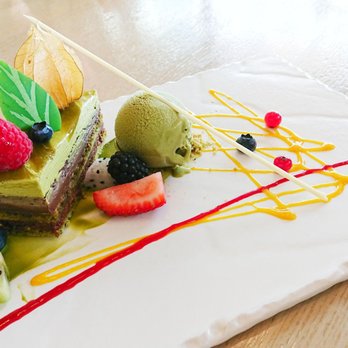 Miku - Green Tea Opera cake - Japanese Near Me - Vancouver, British Columbia Miku - Green Tea Opera cake - Japanese Near Me - Vancouver, British Columbia