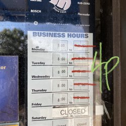 New Hours: M-F 8a-4p, Closed Sat & Sun