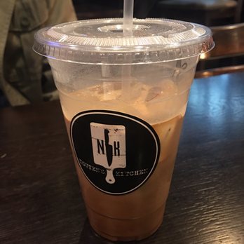 Nguyen's Kitchen - Vietnamese Ice Coffee...pre-made and will only be filled half way if you want light ice. Save yourself and just go to 7 Leaves! - Vietnamese Near Me - Orange, California