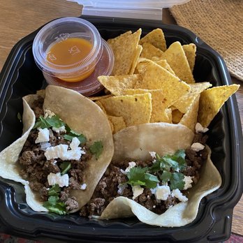 Fire Star Kitchen - Beef tacos with goat cheese, chips and salsa with habanero hot sauce. - Southern Near Me Fire Star Kitchen - Beef tacos with goat cheese, chips and salsa with habanero hot sauce. - Southern Near Me