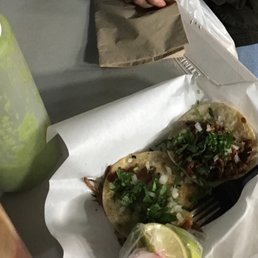 Mulita on the left and taco on the right. They're just a little bigger than the included lime and radish slices...