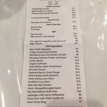 Aloha Kitchen - Not the full menu, but a coupon we received from Andrew in the middle of the crosswalk between the Hilton and Ena St. - Breakfast & Brunch Near Me - Honolulu, Hawaii Aloha Kitchen - Not the full menu, but a coupon we received from Andrew in the middle of the crosswalk between the Hilton and Ena St. - Breakfast & Brunch Near Me - Honolulu, Hawaii