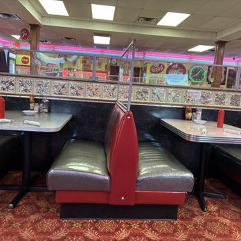 Sherri's Diner - Great booth seating. Look at those colors. Makes you smile like the waitresses. - Breakfast & Brunch Near Me - Oklahoma City, Oklahoma Sherri's Diner - Great booth seating. Look at those colors. Makes you smile like the waitresses. - Breakfast & Brunch Near Me - Oklahoma City, Oklahoma