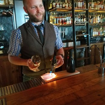 Chapel Tavern - Preparing a Smoked Black Manhattan - Cocktail Bars Near Me - Reno, Nevada
