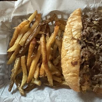 Bruiser's Burgers - Philly cheesesteak with hot cherry peppers - Sports Bars Near Me - Surfside Beach, South Carolina Bruiser's Burgers - Philly cheesesteak with hot cherry peppers - Sports Bars Near Me - Surfside Beach, South Carolina