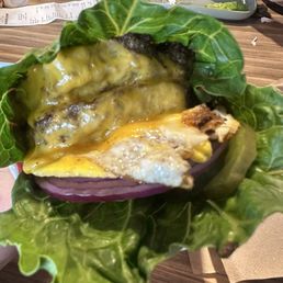 Lettuce wrap, double stack burger without tomato, or a bun and an egg added!