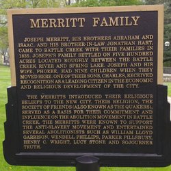 Quaker Park - Merritt Family Historical Marker in Quaker Park, Battle Creek MI