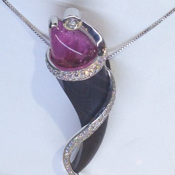 Lambros Goldsmith - Onyx and pink tourmaline pendant. Truly incredible design - Watches Near Me - Skagway, Alaska Lambros Goldsmith - Onyx and pink tourmaline pendant. Truly incredible design - Watches Near Me - Skagway, Alaska