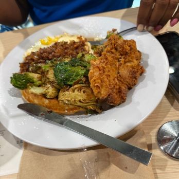The Wafflery -  Ferry Rd - Same Build Your Own Waffle entree, but with a traditional buttermilk waffle! - Waffles Near Me - Charlotte, North Carolina