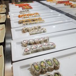 Happy Wok Restaurant - Sushi and sashimi on the buffet.