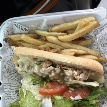 Charleys Cheesesteaks - Philly chicken no cheese on fries as ordered - Sandwiches Near Me - Lansing, Michigan Charleys Cheesesteaks - Philly chicken no cheese on fries as ordered - Sandwiches Near Me - Lansing, Michigan