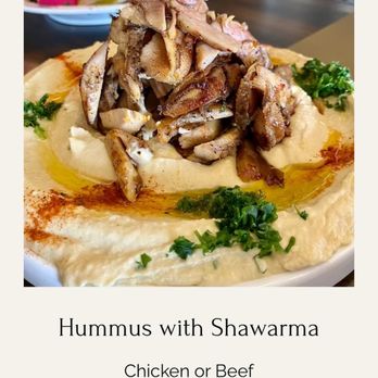 Kahramana Restaurant - Hummus with Shawarma pic - Middle Eastern Near Me - Upland, California