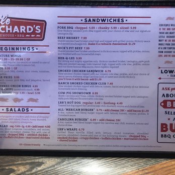 Little Richard's Barbeque - Front of Menu - Barbeque Near Me - Clemmons, North Carolina Little Richard's Barbeque - Front of Menu - Barbeque Near Me - Clemmons, North Carolina