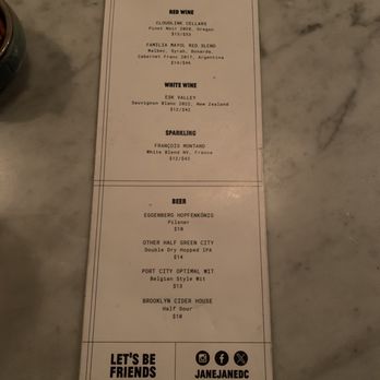 Jane Jane - Menu - Cocktail Bars Near Me - Washington, DC, District of Columbia