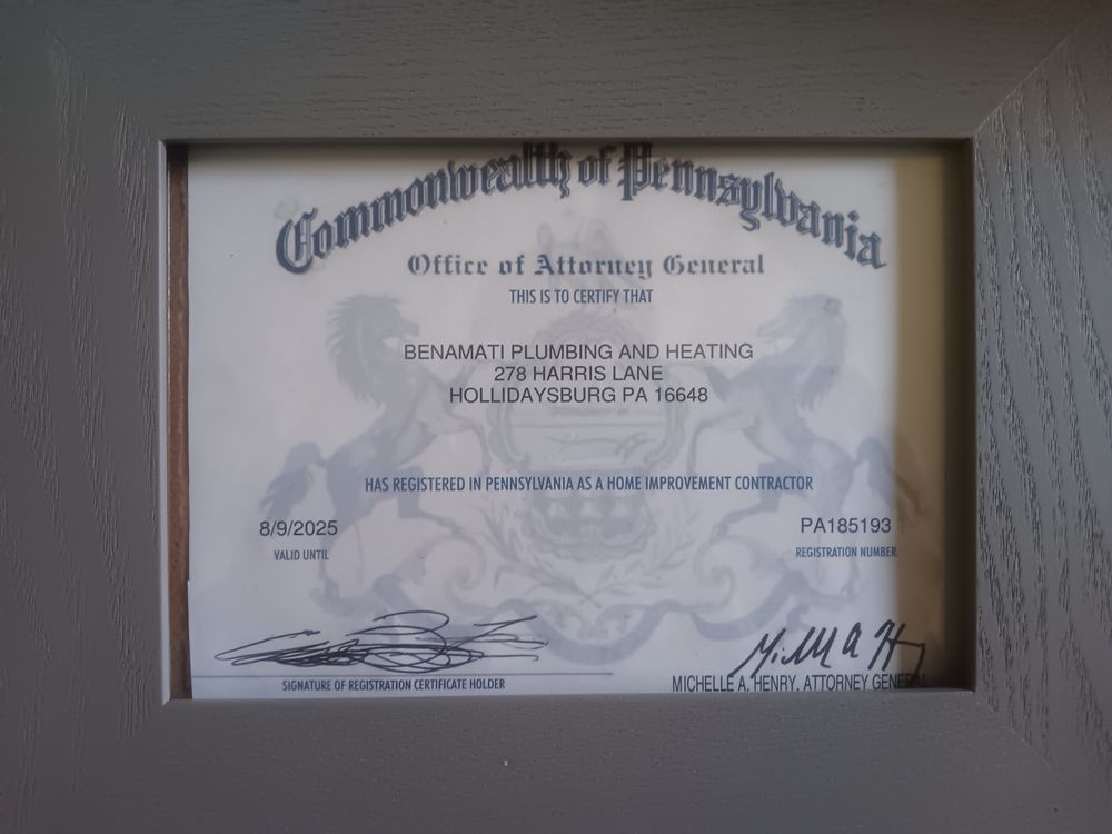 Slide of Benamati Plumbing and Heating