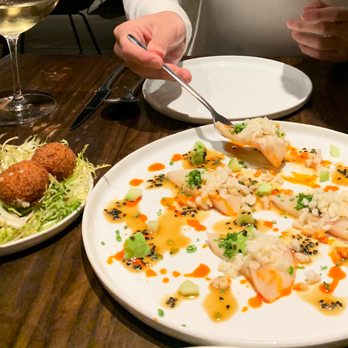S.K.Y. - Black Truffle Croquettes and Hamachi Sashimi - New American Near Me - Chicago, Illinois