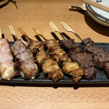 Izakaya Nana - Bacon Uzura-Quaill Eggs, Negima(Chicken Thigh W Leek), Gyu Harami-Beef Skirt - Izakaya Near Me - Flushing, New York Izakaya Nana - Bacon Uzura-Quaill Eggs, Negima(Chicken Thigh W Leek), Gyu Harami-Beef Skirt - Izakaya Near Me - Flushing, New York