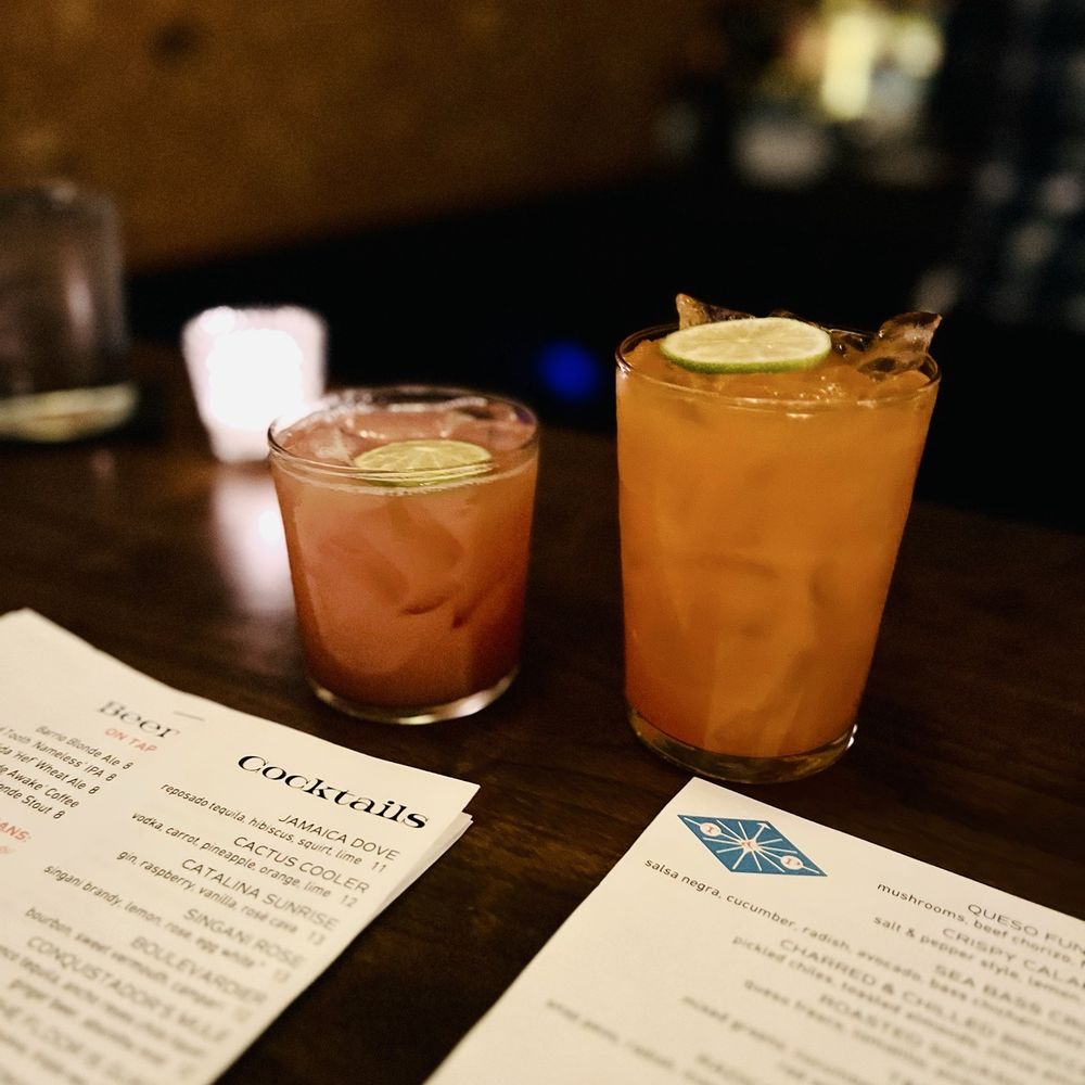 Tito & Pep - Drink Up: (Daughter's "The Floor Is Guava": Mezcal+ Triple Sec+Real Guava Purée/ My 'Cactus Cooler'). Both Subtly Strong - New American Near Me - Tucson, Arizona Tito & Pep - Drink Up: (Daughter's "The Floor Is Guava": Mezcal+ Triple Sec+Real Guava Purée/ My 'Cactus Cooler'). Both Subtly Strong - New American Near Me - Tucson, Arizona