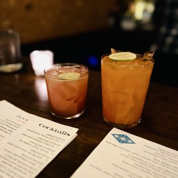 Tito & Pep - Drink Up: (Daughter's "The Floor Is Guava": Mezcal+ Triple Sec+Real Guava Purée/ My 'Cactus Cooler'). Both Subtly Strong - New American Near Me - Tucson, Arizona Tito & Pep - Drink Up: (Daughter's "The Floor Is Guava": Mezcal+ Triple Sec+Real Guava Purée/ My 'Cactus Cooler'). Both Subtly Strong - New American Near Me - Tucson, Arizona