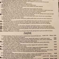 Bangkok Flavor - 2023 menu