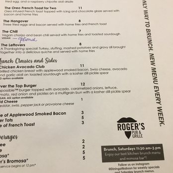 Roger's Pub & Grille - Menu - Pubs Near Me - Wellesley, Massachusetts