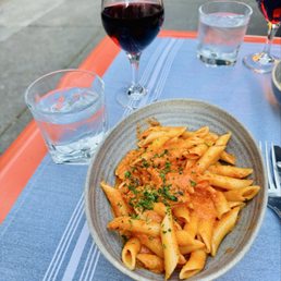 Penne Bettola with some wine Penne Bettola with some wine