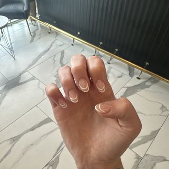 Crown Nail Lounge - Nails with a hollow French tip design - Nail Technicians Near Me - Fishers, Indiana Crown Nail Lounge - Nails with a hollow French tip design - Nail Technicians Near Me - Fishers, Indiana