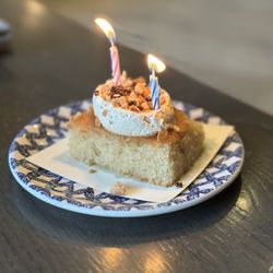 Complimentary anniversary Colombian almond cake