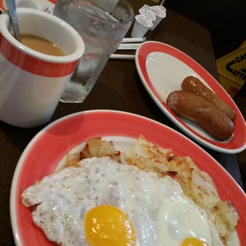 Red Hut Diner - Corned beef hash, 2 eggs, toast with a side of sausage. - Diners Near Me - Rockaway, New Jersey Red Hut Diner - Corned beef hash, 2 eggs, toast with a side of sausage. - Diners Near Me - Rockaway, New Jersey