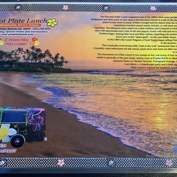 Got Plate Lunch - Placemat the owners created. - Hawaiian Near Me - Benicia, California Got Plate Lunch - Placemat the owners created. - Hawaiian Near Me - Benicia, California