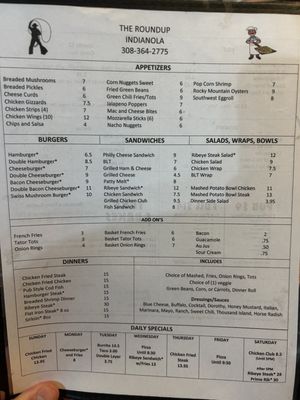 Menu photo 2 The Roundup Indianola Indianola, NE Menu photo 2 The Roundup Indianola Indianola, NE