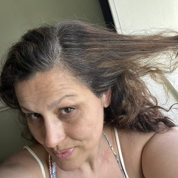 Every Piece Salon - Before: dried out frizzy mess with gray roots - Hair Salons Near Me - Honolulu, Hawaii