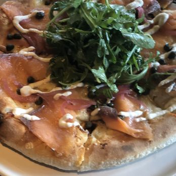 Doc B's Restaurant + Bar - Smoked Salmon Pizza horseradish cream cheese, capers & pickled red onion - New American Near Me - Austin, Texas Doc B's Restaurant + Bar - Smoked Salmon Pizza horseradish cream cheese, capers & pickled red onion - New American Near Me - Austin, Texas